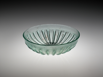 Ribbed glass bowl, AD 100-200 (mold blown & cut glass)