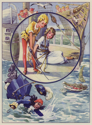 Illustration for J M Barries Peter Pan and Wendy (colour litho)