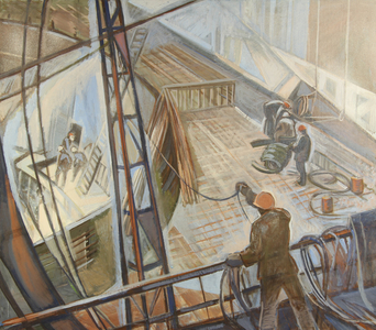 Constructing the Hydro-Electrical Plant, 1980 (tempera on canvas)