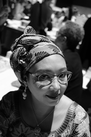 Portrait of Djaili Amadou-Amal, 2022 (b/w photo)