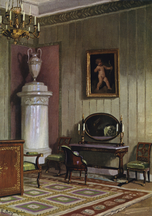Corner of a Bedroom in the Residence, Munich, about 1800-1810 (colour litho)