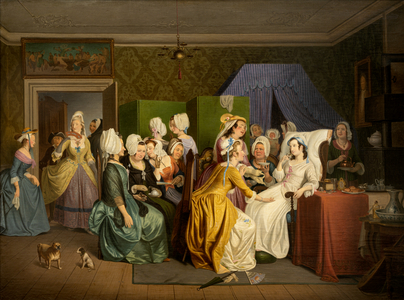 Scene from Ludvig Holberg's 'Maternity Room' (oil on canvas)