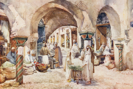 Souk el Attarin, Tunis (colour litho)