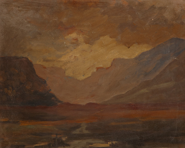 Mountainous Landscape with Loch, 1925 (oil on board)