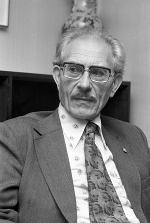 Oslo 19751001 author Alfred Hauge turns 60, and a book about him, called Alfred …, 1975 (photo)