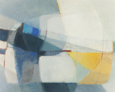 Composizione grigia con fili gialli