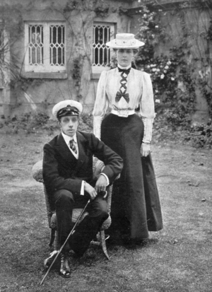 King Alfonso XIII and his wife Victoria Eugenie, 1906 (b/w photo)