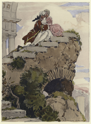 Illustration for memoirs of Casanova (colour litho)