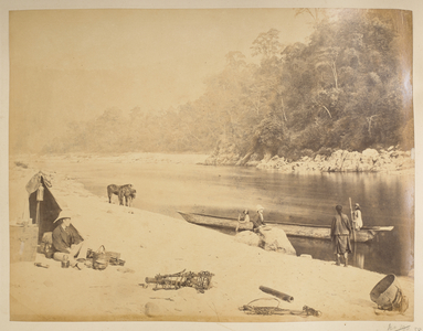 Ferry on the Teesta, near Bheerkotee. Views of Darjeeling.1870's