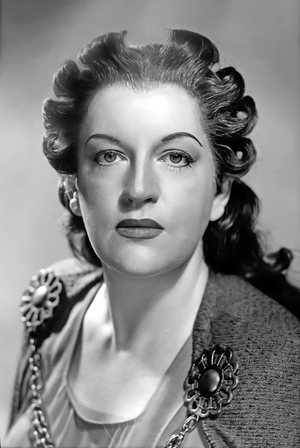 Astrid Varnay, Swedish-born Hungarian soprano, as Brunnhilde, 1955 (b/w photo)