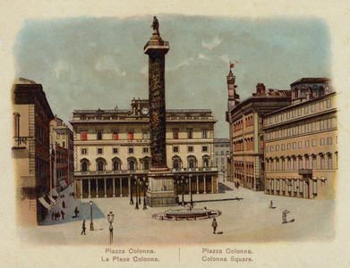 Piazza Colonna (colour litho)