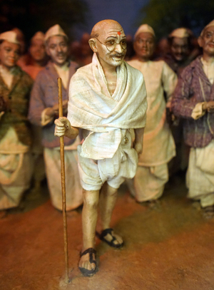 Model showing Mahatma Gandhi leading the Dandi Salt March 1930