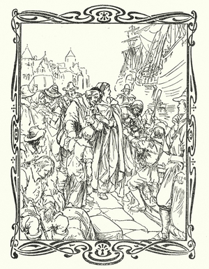 The Pilgrim Fathers (colour litho)