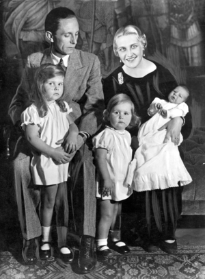 Reich Minister Dr. Joseph Goebbels with His Family, 1935 (b/w photo)