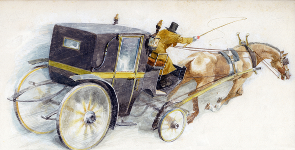 Illustration from 'Around the World in 80 Days', by Jules Verne, 1969 (colour litho)