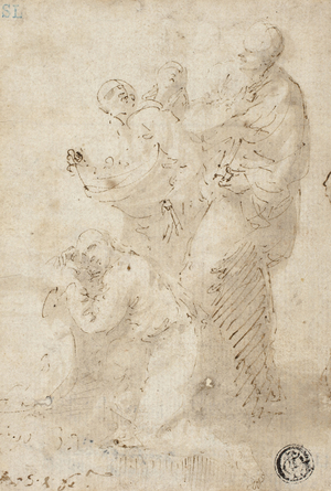 A group of figures, c.1649 (pen and brown ink and brush and brown wash on ivory laid paper)