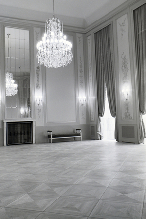 The interior spaces of the Schiller-Theater, that was rebuilt extensively by the architect Paul Baumgarten and was reopened with Schiller´s "Kabale und Liebe" (Intrigue and Love) in 1938, Berlin, Germany 1930s (b/w photo)