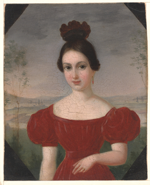Portrait of Marie Louise Têtu, Madame François Fleischbein, c.1833-36 (oil on mounted paper)
