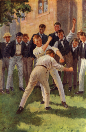 Tom Goes in and Hits Two Heavy Body Blows (colour litho)