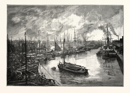 Queen's Dock, Hull. The Port of Hull is a Trading Port Located at the Confluence of the River Hull and the Humber Estuary in the City of Kingston Upon Hull in the East Riding of Yorkshire, England.  It Was Officially Named the Queen's Dock in 1855.the Docks Were Renamed in Honour of Queen Victoria's and the Prince Consort's (Prince Albert) Visit to Hull in 1854. UK