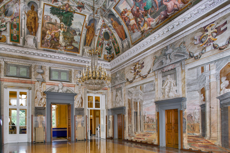 View of the Hall with frescoes by Giovanni Battista Castello, Villa Pallavicino delle Peschiere, Genoa, Liguria, Italy (photo)