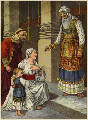 Samuel brought to Eli (colour litho)