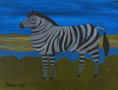 Zebra, 1987 (oil on board)