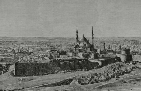 Egypt, Cairo, General view of the city, by Capuz, 1882 (engraving)