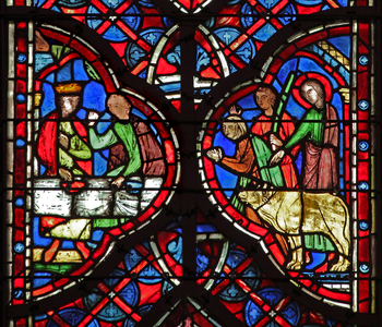 Window w6L  Isaiah prophecy: A ruler becomes corrupt... (stained glass)