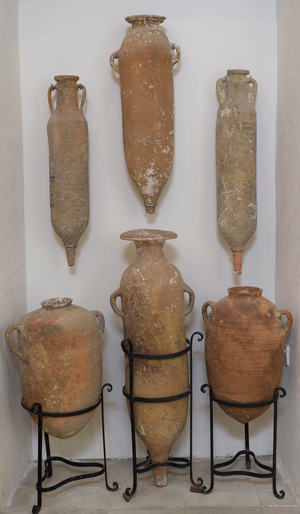 Four North African cylindrical amphorae, 3rd to 6th century (