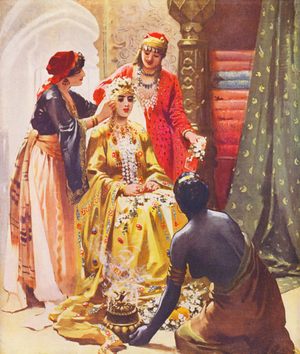 Holy Land: "A bride adorned for her husband" (colour litho)