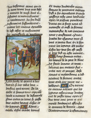 A giant leading Caesar across the Rubicon (Book 10, 6).