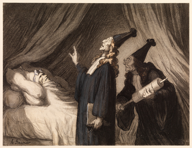 Le Malade imaginaire (The Hypochondriac), c.1850 (black chalks, black ink wash, w/c & touches of bodycolour with pen and point of the brush in brown and black-grey ink on laid paper)