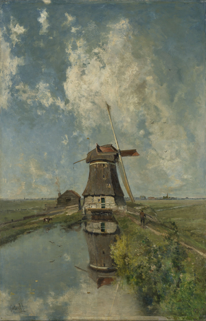  A Windmill on a Polder Waterway, known as In the Month of July, c.1889 (oil on canvas)
