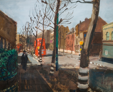 A London Street, 1944-45 (oil on panel)