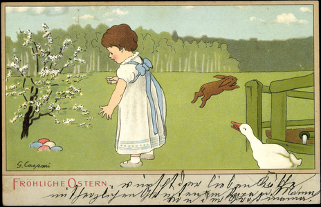 Artist Happy Easter, Girl Finds Easter Eggs, Duck