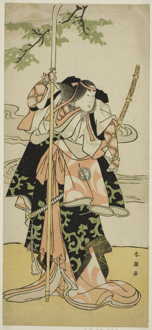 The Actor Segawa Kikunojo III as Lady Tomoe (Tomoe Gozen) in the Play Yasa Gumbai Miyako no Jindori, Performed at the Miyako Theater in the Eleventh Month, c.1793 (colour woodblock print; hosoban)