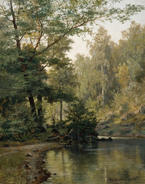 Forest lake (oil painting)