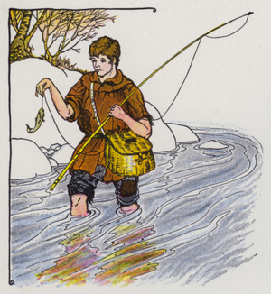 Aesop's Fables: The Fisherman and the Little Fish (colour litho)