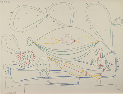 Mid day Fruit, 1948 (colored crayons and pencil on paper)