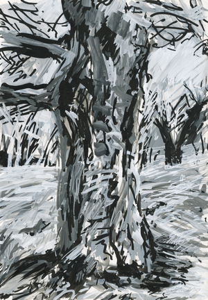 Old tree, Richmond Park (acrylic paint pens and ink on paper)