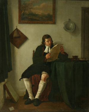 Interior with a Man Reading, 1784 or 1789 (oil on canvas)