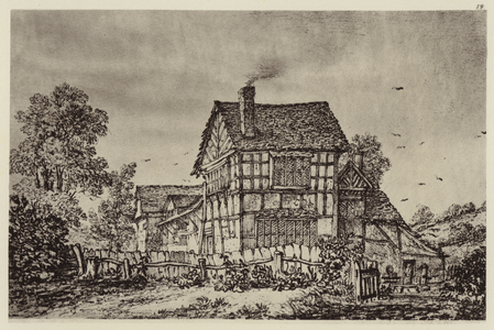 Old Manchester: East View of Crumpsall Hall, formerly the residence of Humphrey Chetham (litho)
