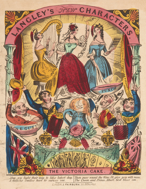 Langley's New Characters. The Victoria Cake, 1840 (engraving)