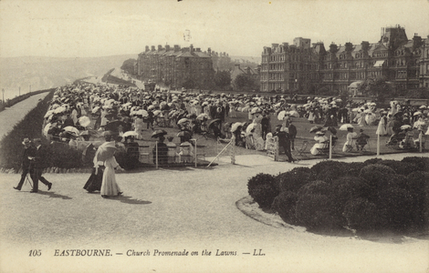 Eastbourne, Church Promenade on the Lawns (b/w photo)