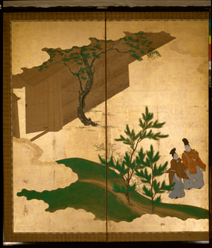 Six-fold screen depicting tales of Ise, 1617