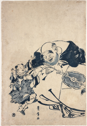 Hotei (God of Happiness and Children), 19th century (woodblock print)