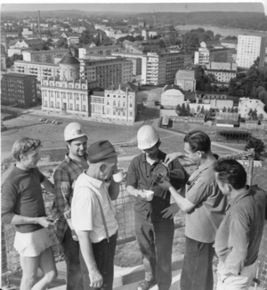 Potsdam construction building Interhotel, c.1968 (photo)