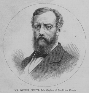 Mr Joseph Cubitt, Joint Engineer of Blackfriars Bridge (engraving)