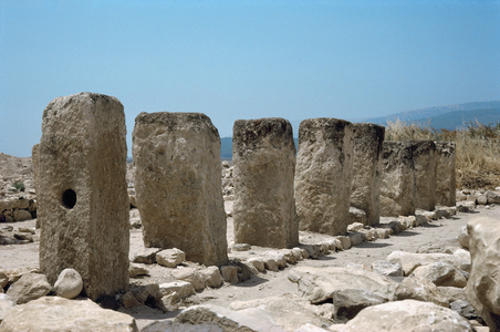Stone pillars from a storehouse at Hazor, Israel (stone)